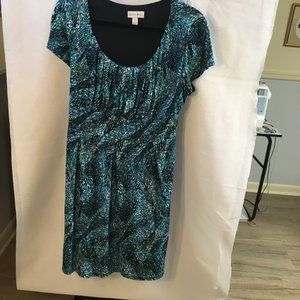 Fashion Bug Blue Print Silky Knit Short Sleeve Dress